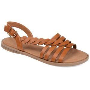 Journee Collection Womens Solay Ankle
Strap Flat Sandals Tan 10 new
